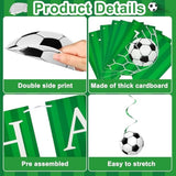 Soccer Party Decoration Soccer Theme Decor Pre-Strung Soccers Happy Birthday Banner Hanging Swirls Honeycomb Balls Circle Dots Garland For Boys Soccers Sports Theme Birthday Decorations