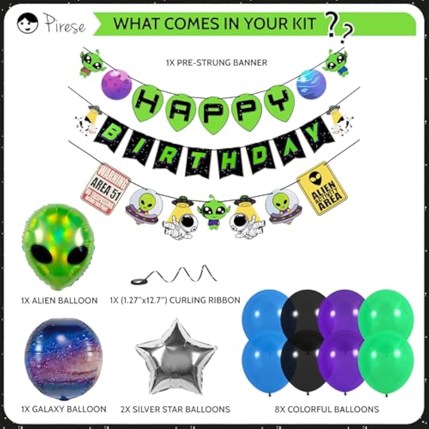 Alien & UFO Birthday Party Decorations Set with Banner and Space-Themed Supplies