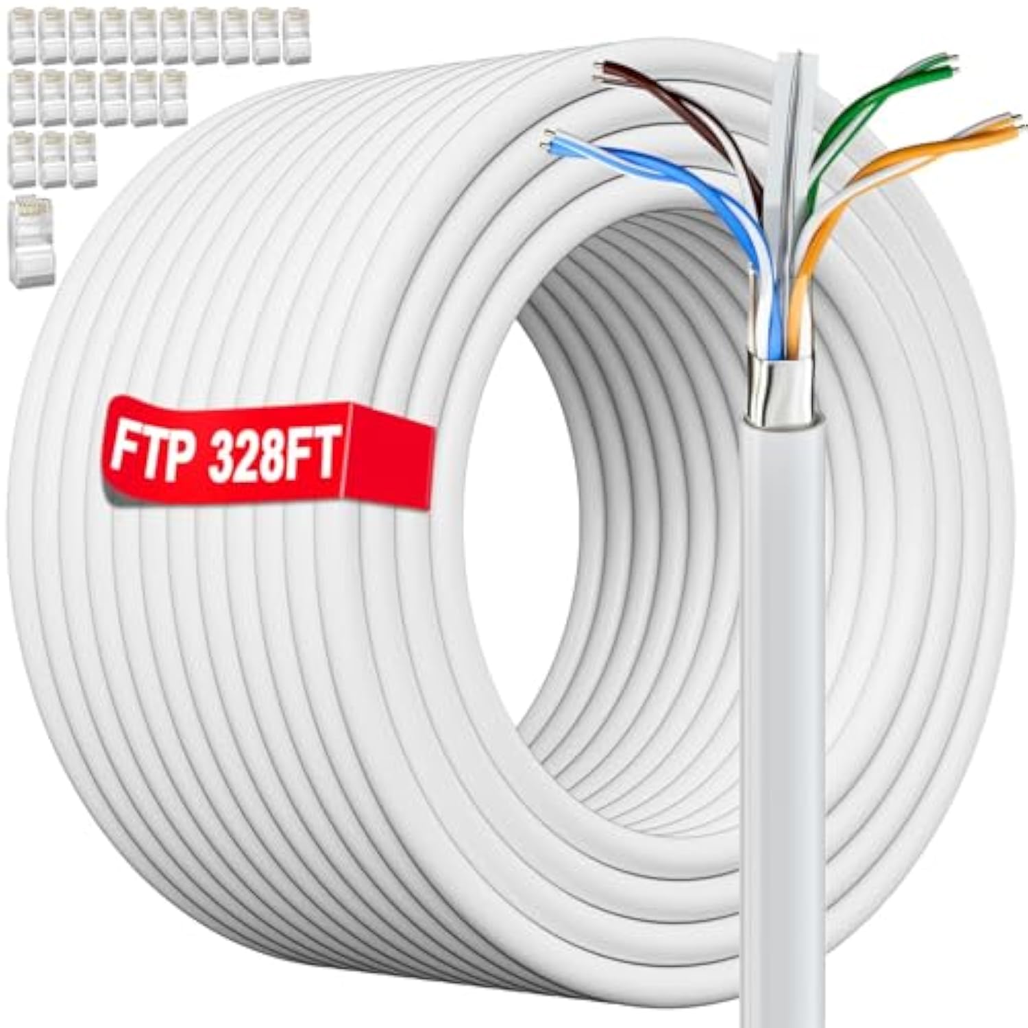 328 Ft/100M Ethernet Network Bulk Cable | Ftp 23Awg Shielded Gigabit Anti-Jamm