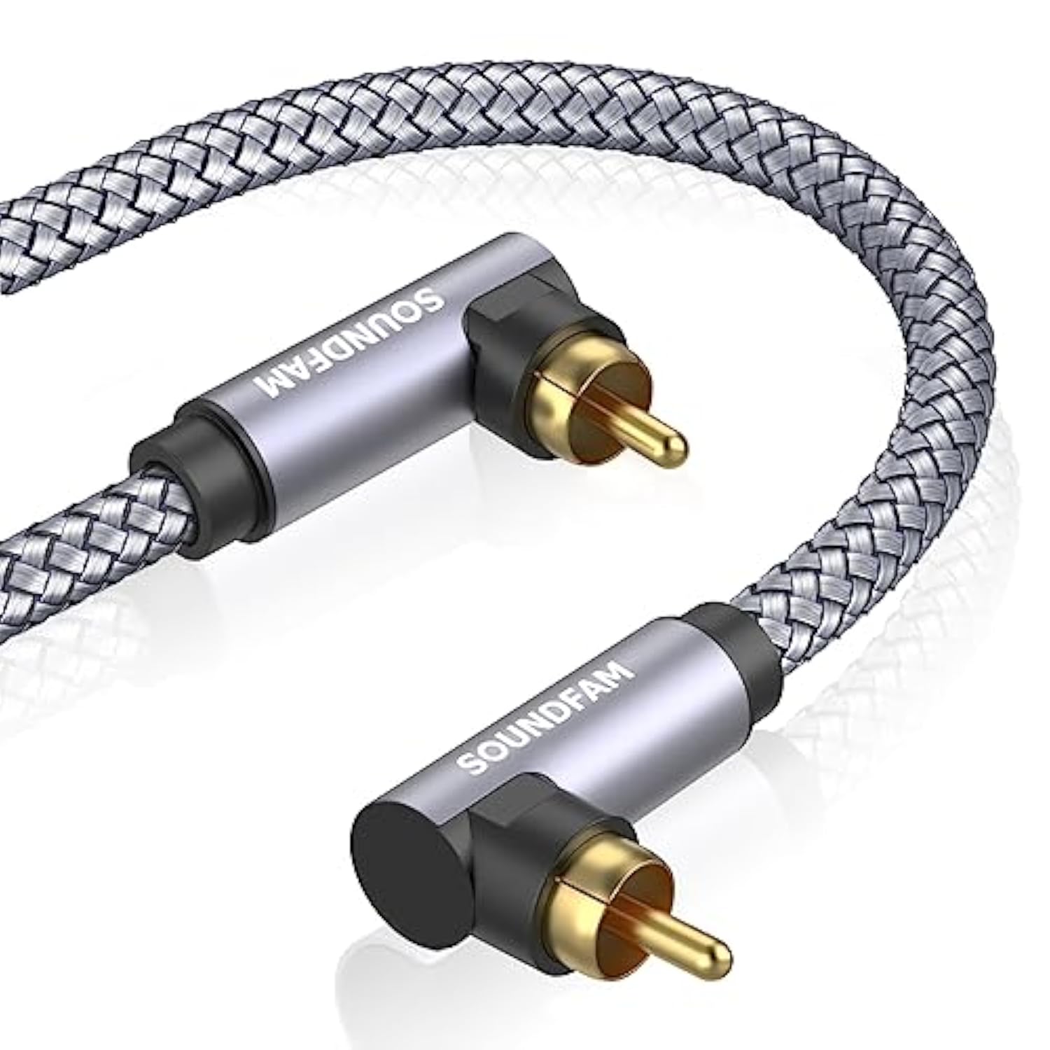 Dual 90 Degree Rca Cable Double Right Angle Rca Subwoofer Cable [24K Gold-Plat