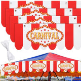 4 Pcs Carnival Awning Decorations Circus Tent Wall Decor Hanging Banners Red And White Stripe Canopy Stand Sign Circus Carnival Theme Party Supplies, 9.84 X 78.74