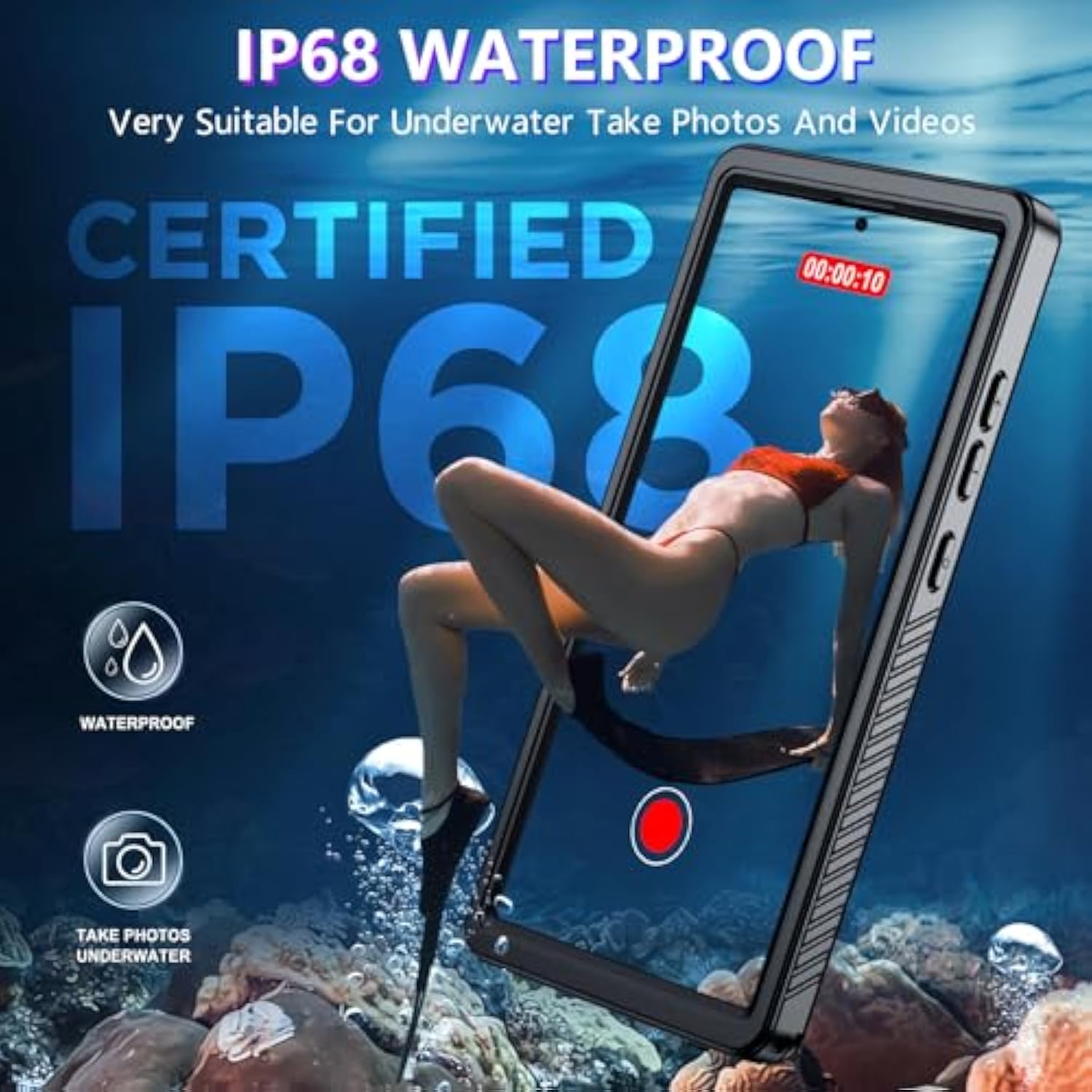 2025 New For Samsung Galaxy S24 Ultra Case Waterproof, [Built-In Camera & Screen Protector][ Grade Shockproof][Ip68 Underwater][Dustproof][Dropproof] Full Body Phone Case For S24 Ultra 6.8"