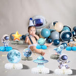 9 Pack Outer Space Birthday Party Decorations Two The Moon Birthday Decorations Boys Space Themed Honeycomb Table Centerpieces For Party Galaxy Party Table Planet Astronaut Party Supplies Blue