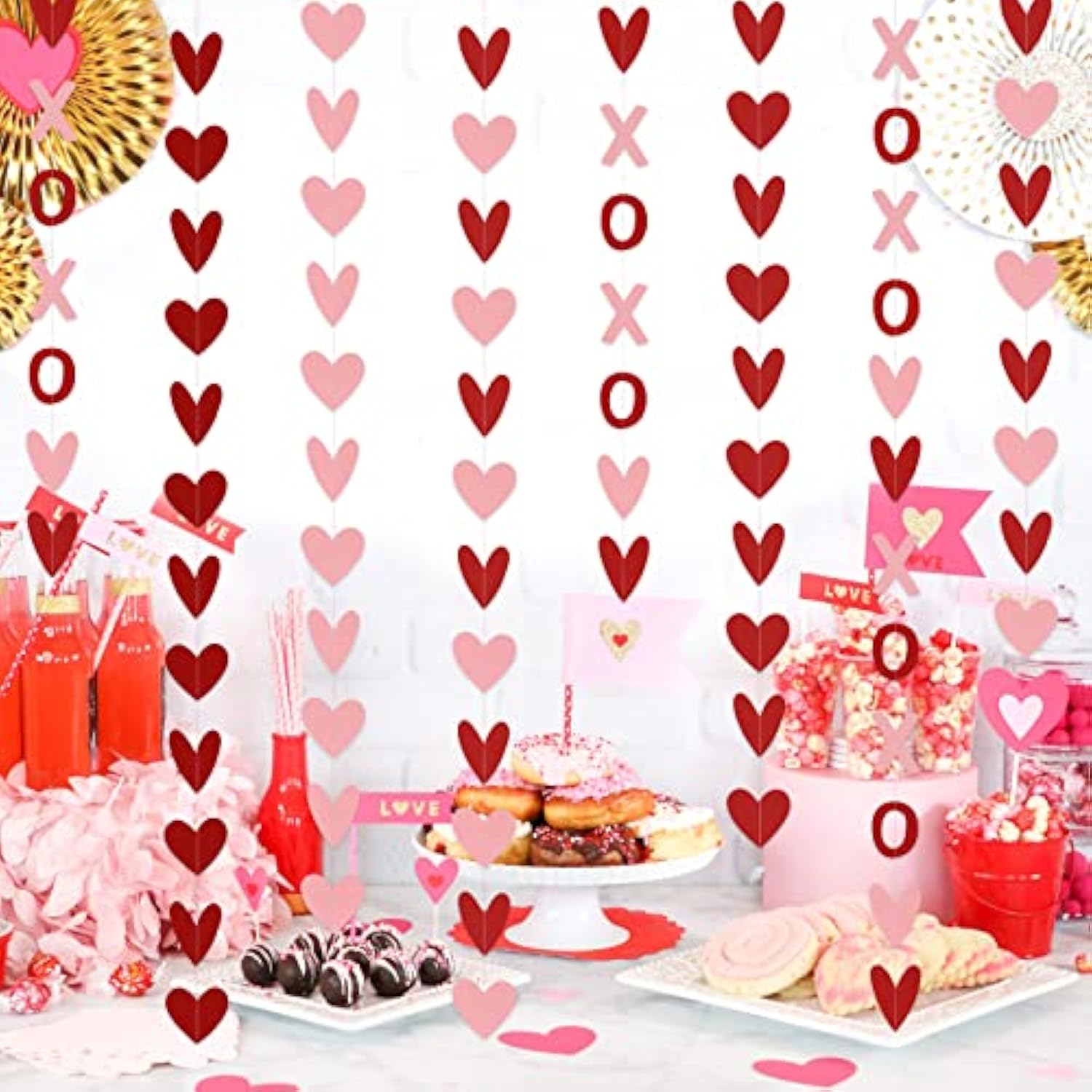 8Pcs Xoxo Garland Xoxo Banner Red And Pink, Valentines Hanging Heart G