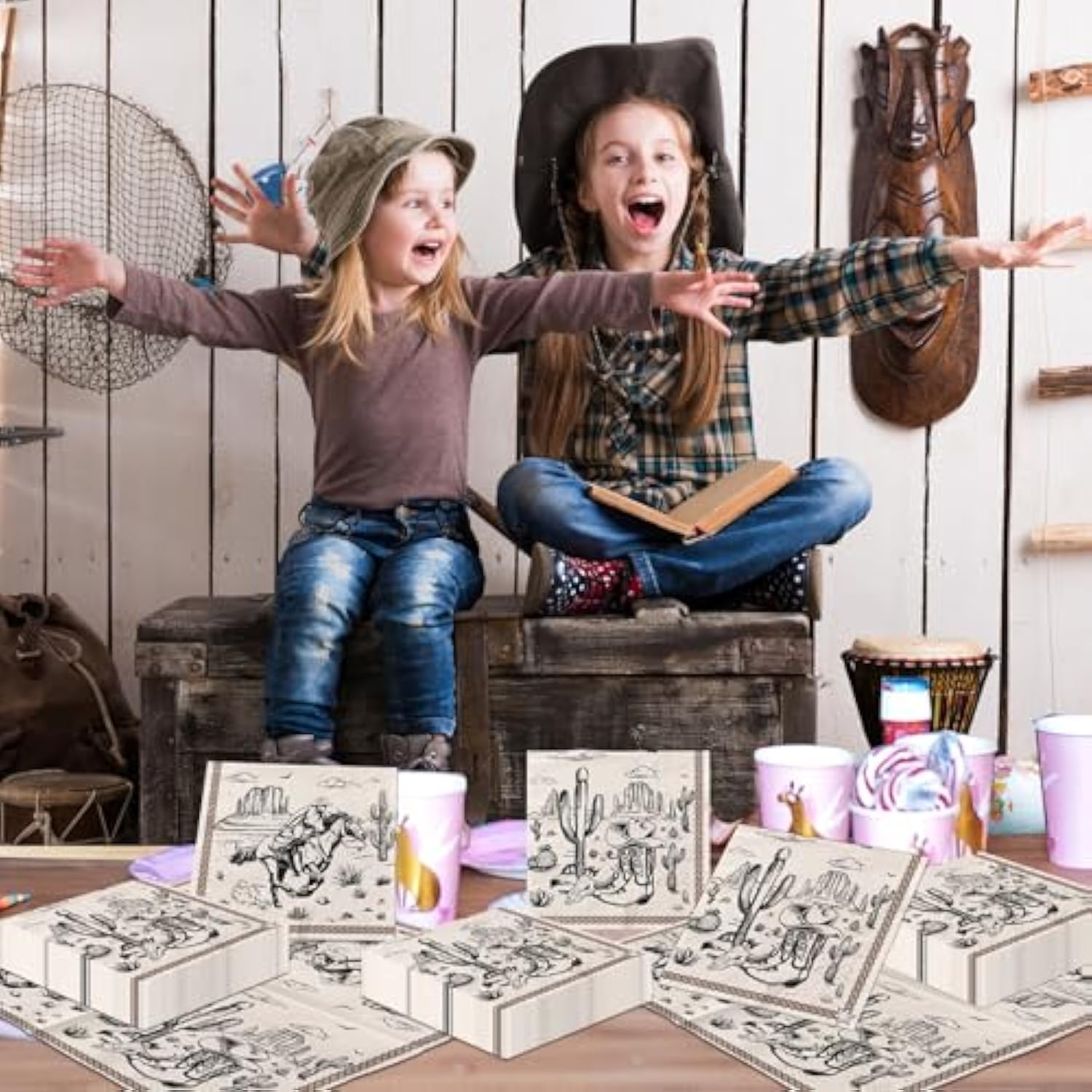 50Pcs Cowboy Paper Napkins Western Party Decorations Brown Wild West Rodeo Disposable Luncheon Dinner Napkins For Cowboy Birthday Baby Shower