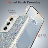 For Samsung Galaxy S25 Case Glitter, Luxury Shiny Bling Sparkly Bumper Cover With Crystal Diamonds For Women Girls Soft Shockproof Protective Phone Case For Samsung Galaxy S25 6.2", Silver