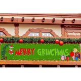 Green Christmas Fence Banner Winter Holiday Party Decoration Xmas Large Home Garden Outdoor Yard Hanging Sign Decor-1.6 * 8.2Ft (Green-A)
