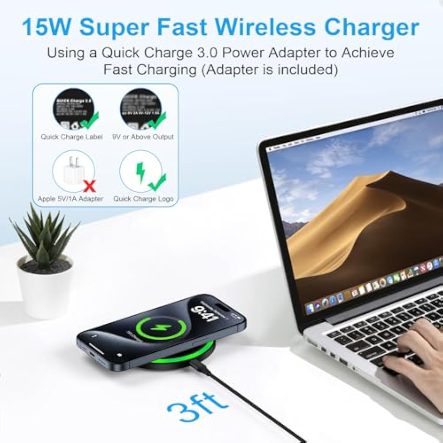 15W Wireless Charger Pad Fast Charging For Moto G Power 2025,G Stylus 5G 2025,Edge 2025,Razr 60 Ultra,Iphone 16E,Samsung Android Phone Cargador Inalámbrico Para Qc Adapter For Galaxy S25 Ultra S24 S23