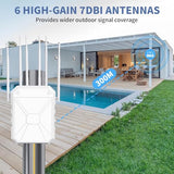 Ax1800 Outdoor Wifi Extender, Ip67 Weatherproof Outdoor Wireless Access Point, Supports Extender/Ap/Repeater, Dual Band High Power Long Range Outdoor Wifi Extenders Booster For Farm Backyards Garages