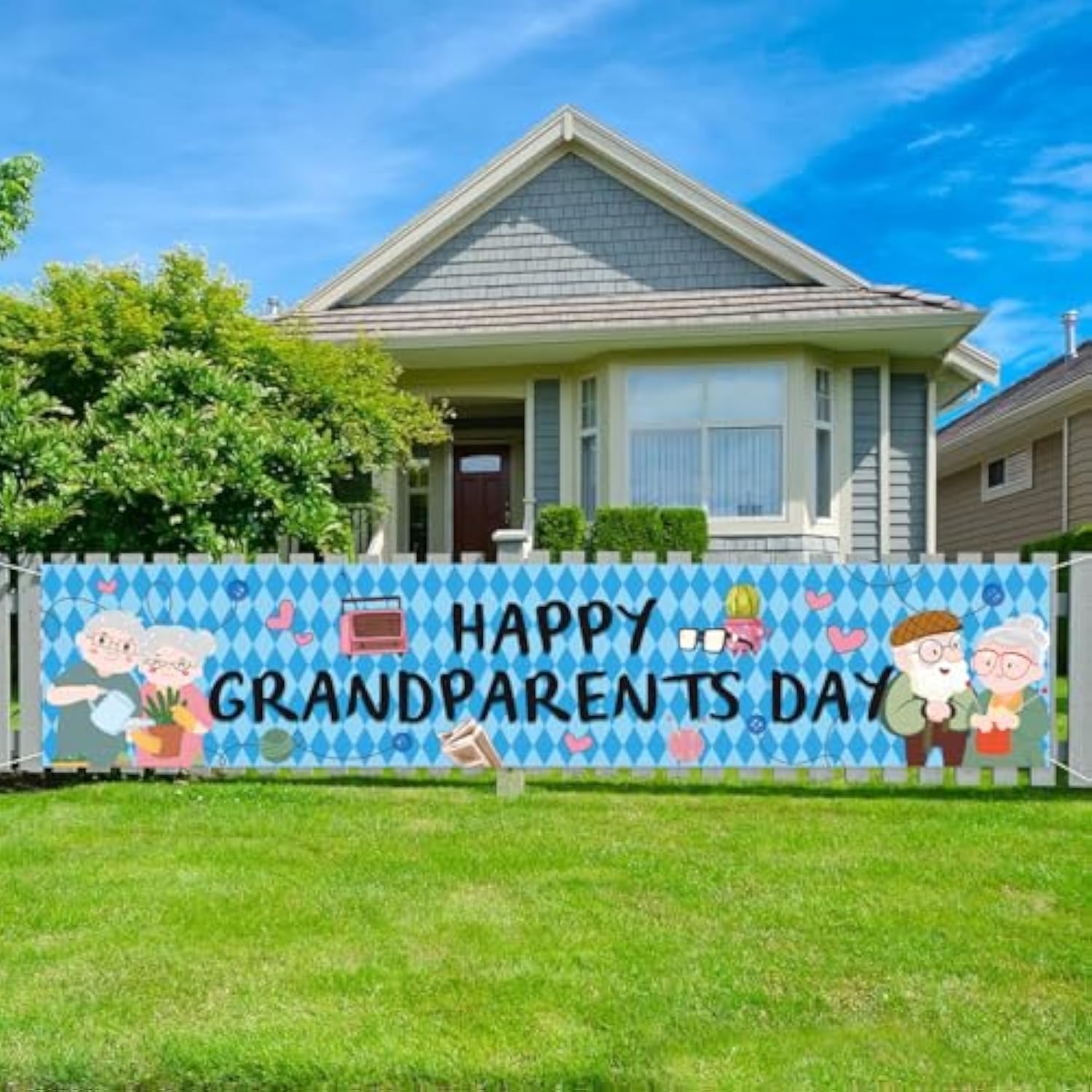 Grandparents Day Party Decorations,Include Happy Grandparents Day Banner For Outdoor,Best Grandpa And Grandma Ever Party Decorations Yard Lawn.