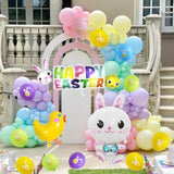 Easter Balloon Garland Arch Kit, Pink Yellow White Ballooons With Bunny Mylar Balloon For Home Easter Bunny Balloons Party Decorations Girls Birthday Party Baby Shower Birthday Party Decorations