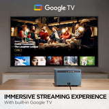 Lx60Hd 1080P Led Portable Projector With Built-In Google Tv, H/V Keystone, Auto Focus, Bluetooth, And Wi-Fi For Smart Home Theater