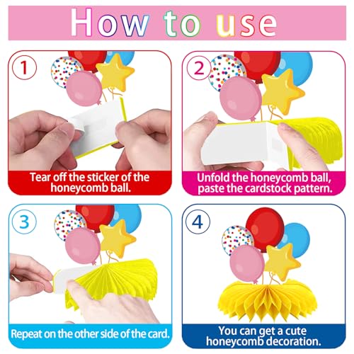 9 Pieces Happy Birthday Decorations Set,3D Table Toppers Double Sided Stand Cards ,Colorful Birthday Themed Honeycomb Centerpiece. (birthday)