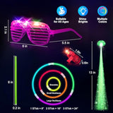 158 Pcs Glow In The Dark Halloween Party Supplies, 14Pcs Led Glasses, 30Led Finger Lights, 14Led Light Hairs And 100Pcs Glow Sticks Bracelets, Neon Party Favors For Wedding,Concert, Birthday