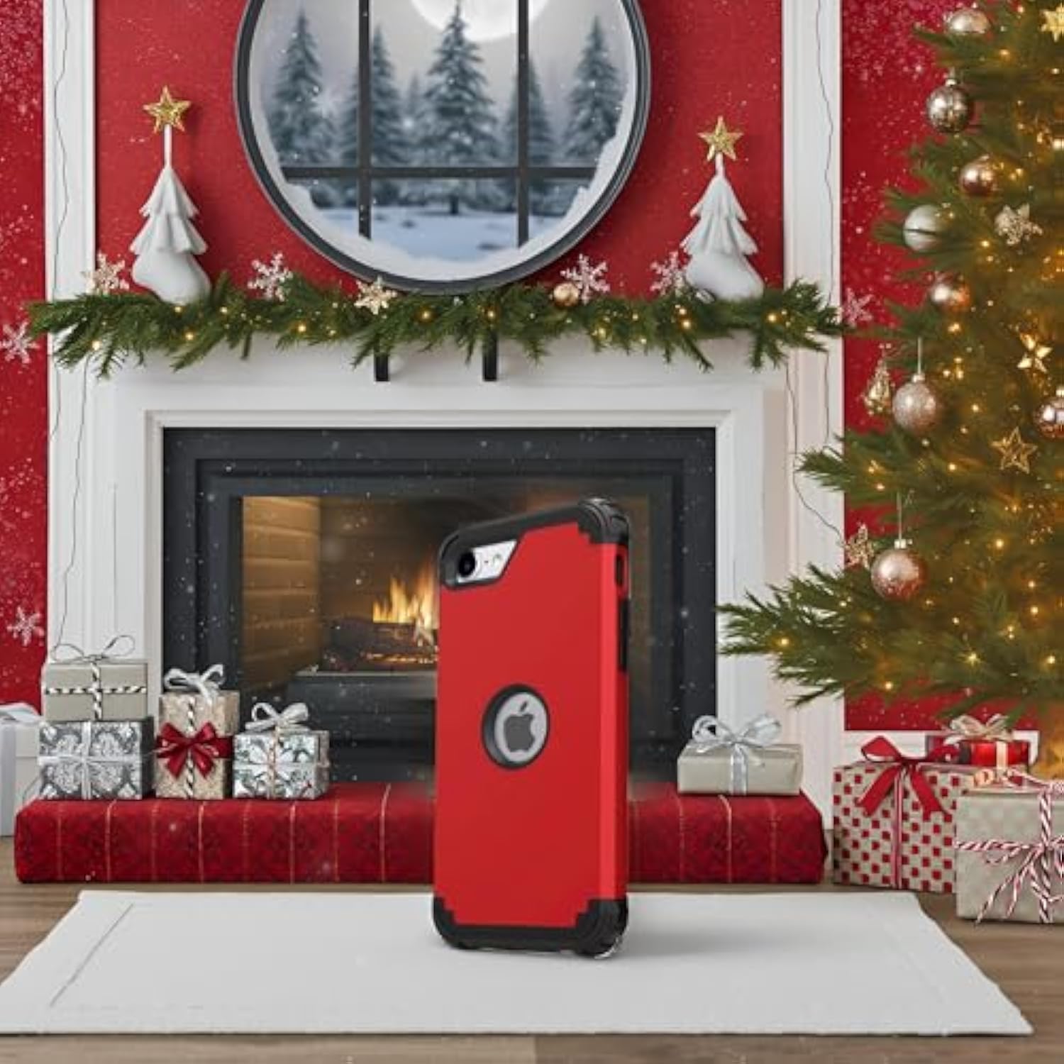 For Se 2020 Case With Screen Protector,Case For Se 2022, Sturdy 3 In 1 Shock Absorption Slim Fit Heavy Duty Hard Pc Cover Soft Silicone Bumper Full Body Cover,Red