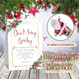 Christmas Don'T Say Baby Game, Don'T Say Baby Game For Baby Shower (50 Cute Christmas Small Clothespins With One Sign), Christmas Theme Baby Shower Decorations, Gender Reveal Game-Sddsbb13