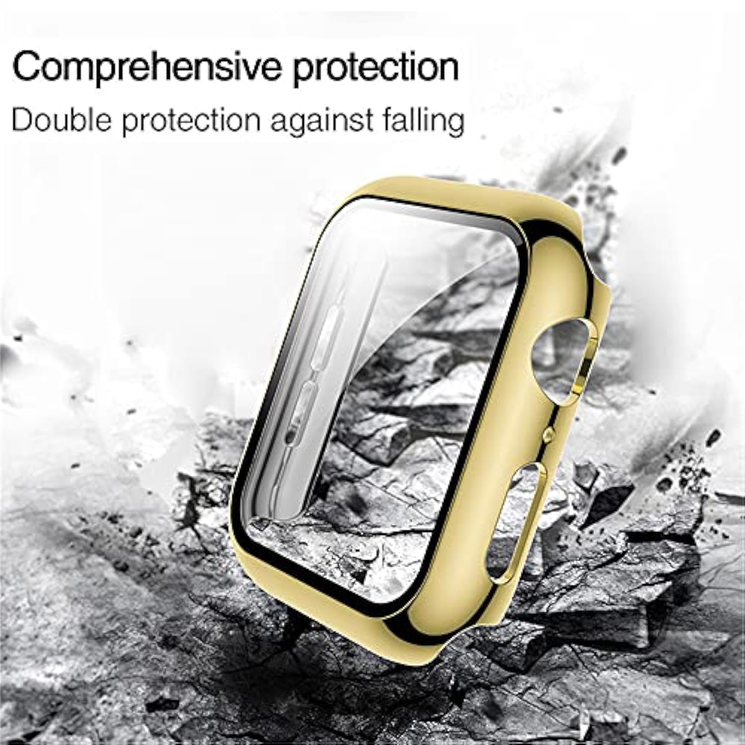 42Mm Hard Plated Case For Apple Watch Series 11 10 42Mm Tempered Glass Screen Protector Case, Full Coverage Ultra-Thin Shockproof Bumper Iwatch Cover (Gold, 42 Mm)