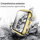 42Mm Hard Plated Case For Apple Watch Series 11 10 42Mm Tempered Glass Screen Protector Case, Full Coverage Ultra-Thin Shockproof Bumper Iwatch Cover (Gold, 42 Mm)