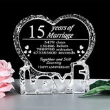 Engraved Heart-Shaped Crystal 15th Anniversary Wedding Gift for Couples