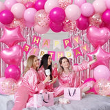 50pcs Pink Balloon Garland Kit with Banner, Foil Balloons & Party Decor