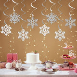 16pc Snow-White Snowflake Hanging Swirls Frozen Winter & NYE Party Decor