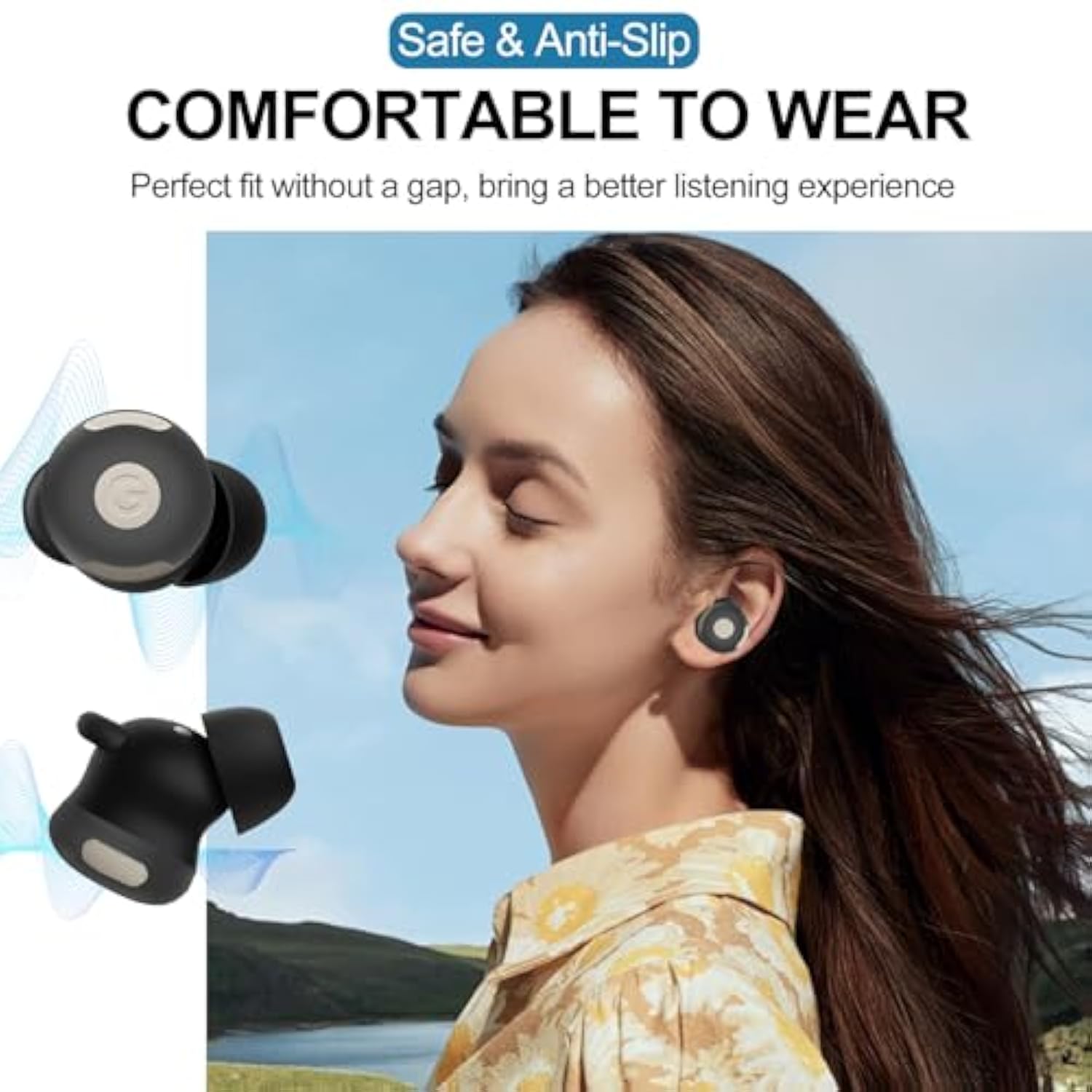 [5 Pairs] Eartips For Google Pixel Buds Pro 2 (2024), Silicone Sport Ear Tips, Anti-Slip Replacement Eartips Kit For Pixel Buds Pro 2, Fit In The Charging Case (Black*5)