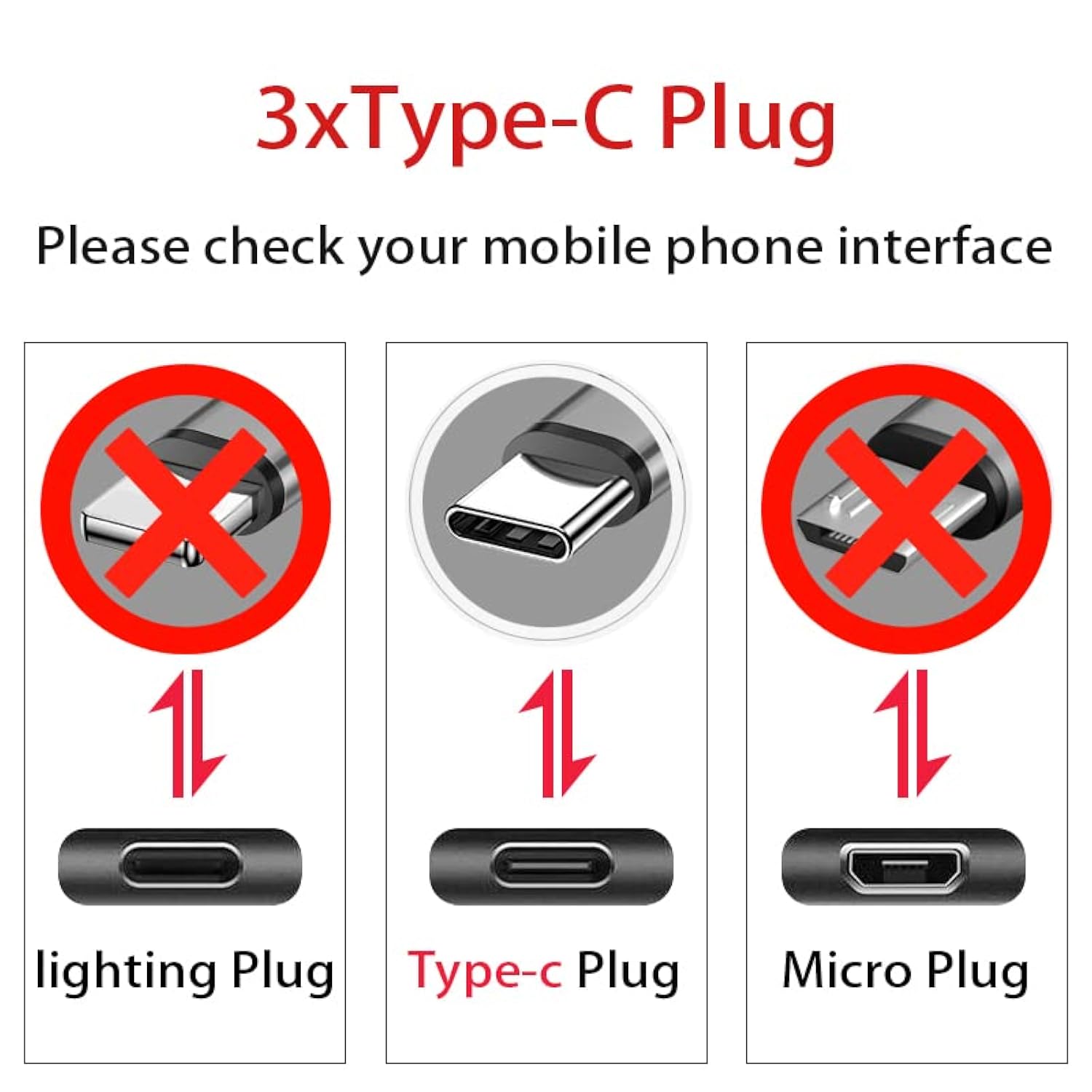 Usb C Splitter Cable,Usb A Male To 3 Type-C Male Charge Cable,3 In 1 Nylon Bra