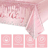 3 Pcs Pink Rose Gold Tablecloths, Glitter Design, 54x108" Party Decorations