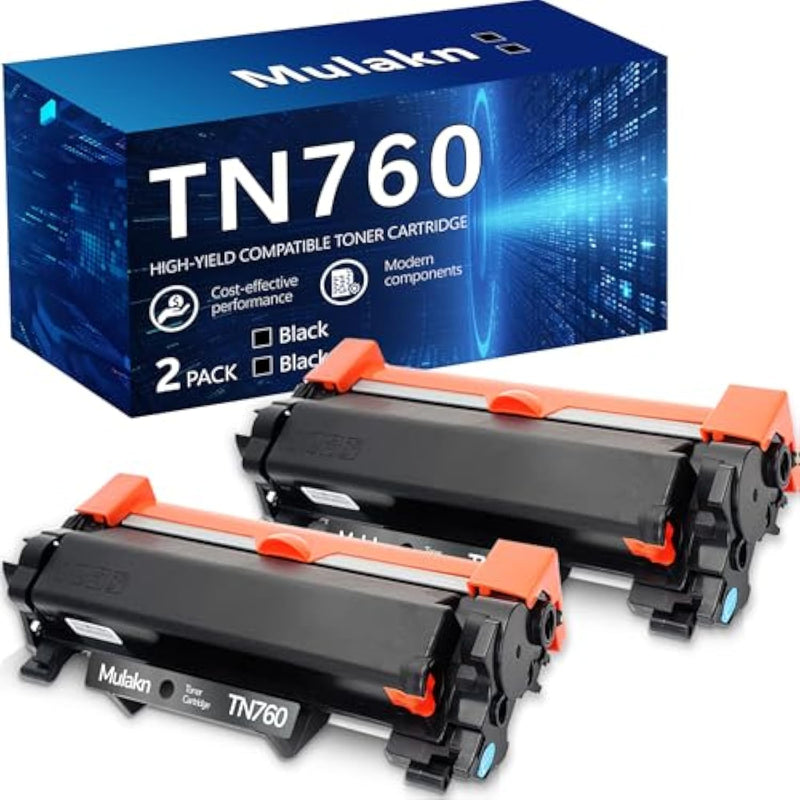 Tn760 For Brother Tn760 Toner S To Use With Mfc-L2750Dw Mfc-L2710Dw Hl-L2350Dw Hl-L2395Dw Hl-L2370Dw Dcp-L2550Dw Printer High Yeild Black — 2Pk