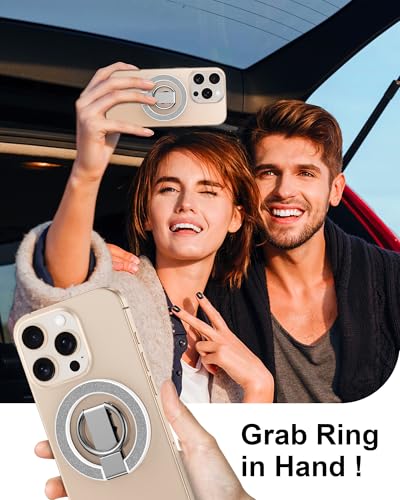 Magnetic Phone Stand with Ring Holder for iPhone 17e, MagSafe Finger Ring Magnet Grip, Adjustable Kickstand Loop for Phone Case, iPhone 17 Pro Stand