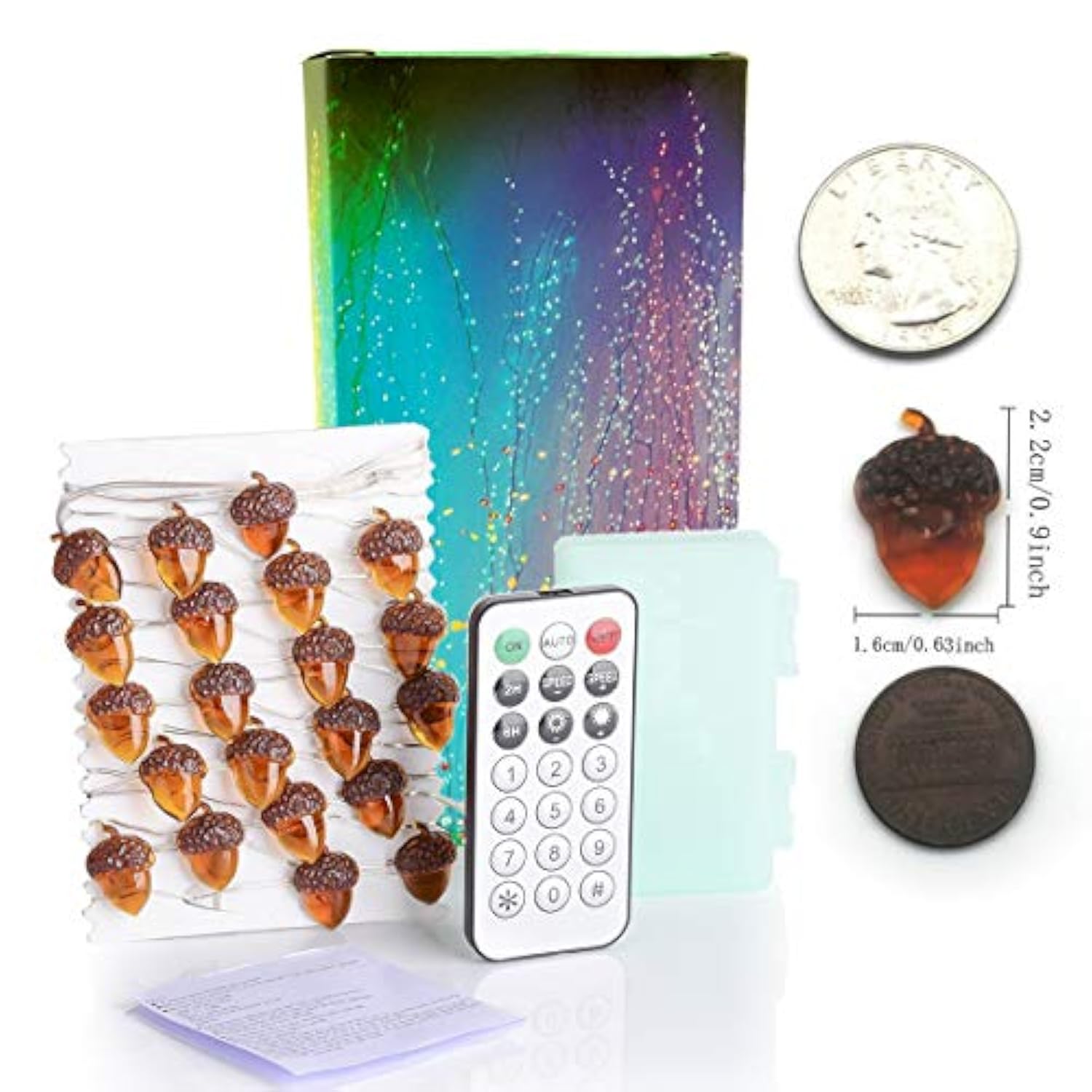 Thanksgiving Decorations Acorn Lights String 10Ft 40 Leds Fairy String Lights Battery Operated With Remote Fall Lights F