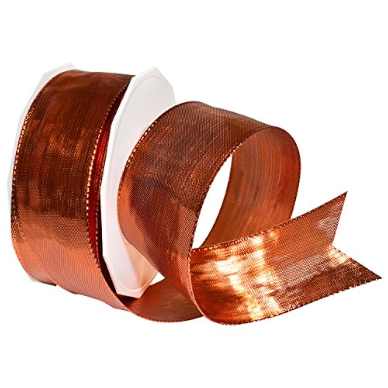 Devon Wired Polyester/Metallic Ribbon, 1-1/2" By 22 Yd, Copper