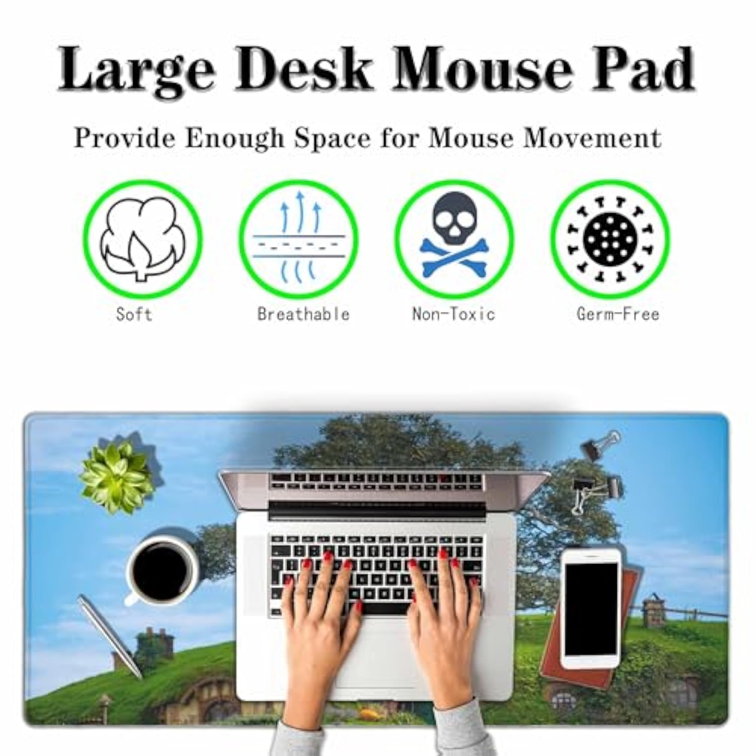 The Oak In The Shire Large Gaming Mouse Pad Long Mousepad Non-Slip Rubber Base Keyboard Mat For Desk,Office,Home 35.4"X15.7"