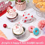 100 Sets Valentine'S Day Heart Baking Pan Heart Shaped Cake Pan Mini Aluminum Foil 3.4Oz Disposable Cupcake Tin With Lids For Wedding Mother'S Day Party(Vivid Style,Red, White)