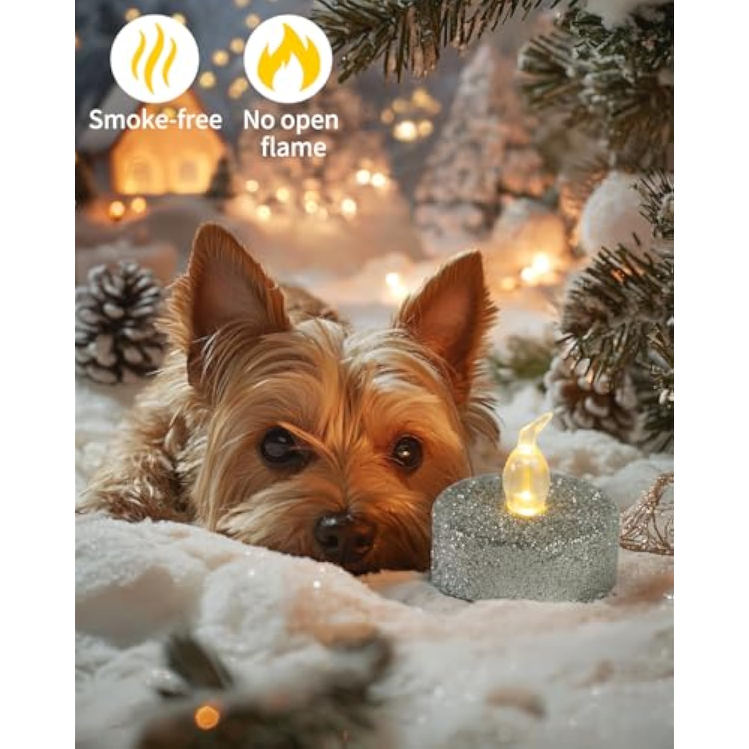 Silver Tea Lights With Timer, Glitter Battery Operated Tealights For Event, Christmas Decorations,Anniversary,Wedding, Built-In 6 Hours,12 Pack