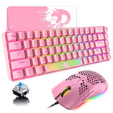 60% Mechanical Gaming Keyboard And Mouse Combo Rgb Backlight Ergonomic Anti-Ghosting 68 Keys 6400Dpi Silent Honeycomb Mice Type-C Wired For Computer Mac Gamer