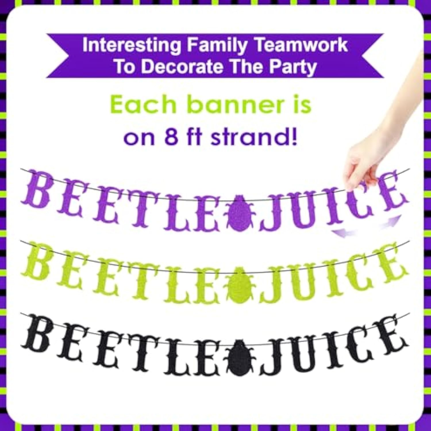 Beetle Birthday Party Banner Decorations, Halloween Christmas Glitter Beetle Themed Party Banner Supplies, Xmas Birthday Baby Shower New Year Holiday Party Banners Decor