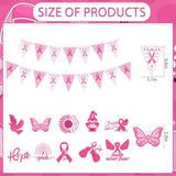Breast Cancer Decorations Pink - 12PCS Breast Cancer Awareness Decorations Pink and White Ribbon Banner Cancer Awareness Charity Activity Party Hanging Swirls Supplies Decor Home Office