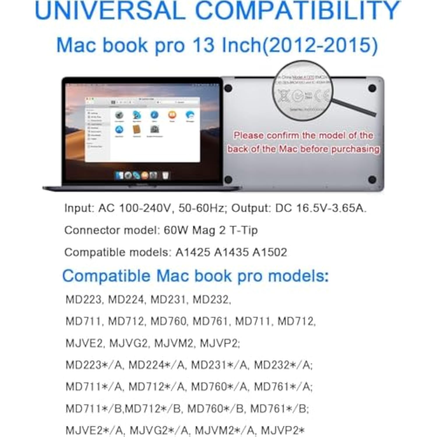 Charger Replacement For Mac Book Air Ac 45W Power T-Tip Shape Connector Power Adapter,Charger For Mac Book Air 11 Inch And 13 Inch?2012-2017?