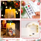 Christmas Flameless Flickering Led Candles With Remote Timer,Battery Operated 3D Wick Pillar Candles Fiber Oiptic Decorative Lights Set Of 3 For Decorations Indoor