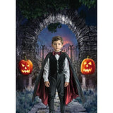 5x7Ft Halloween Gate Backdrop Gothic Arch Jack-O'-Lantern Castle Photo Decor