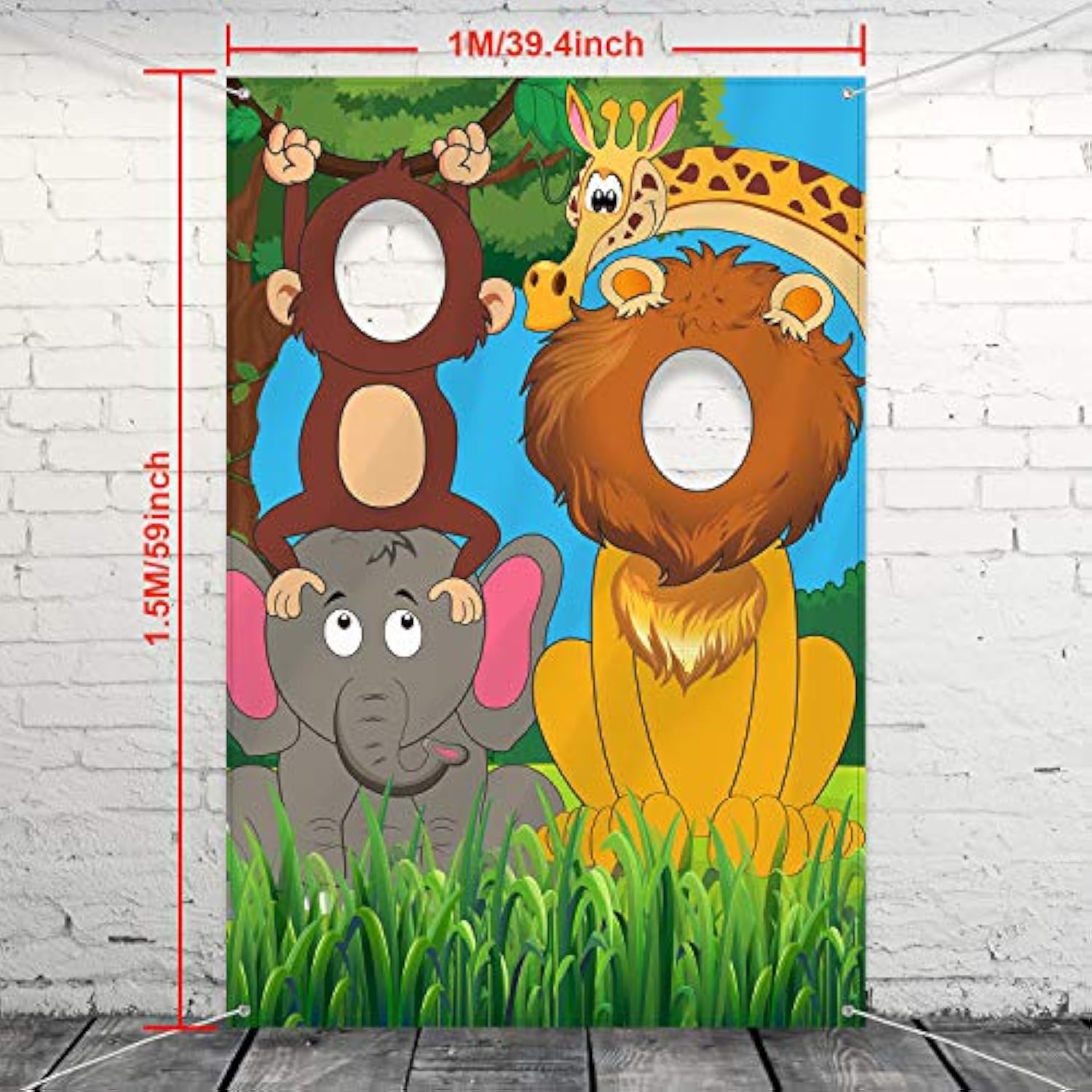 Jungle Safari Photo Prop Animals Backdrop 59×39.4 Wild One Birthday Decor