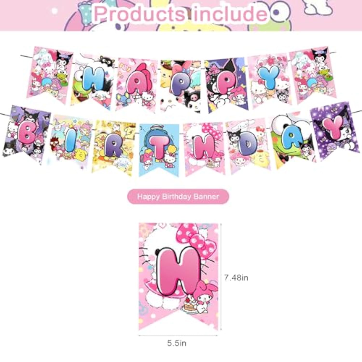 Birthday Party Supplies,Cute Anime Party Including Cake Caps, Cupcake Caps, Flags, Latex Balloons, It Is Very Suitable For Birthday Party Supplies.