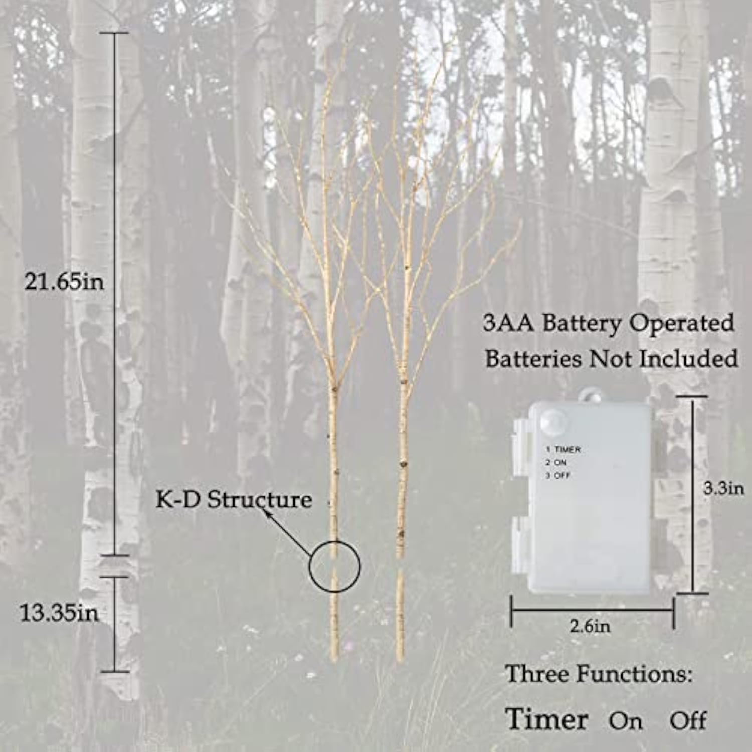 Lighted Birch Branches 32In 100 Led With Timer Battery Operated, Artificial Tree Branch With Warm,Willow Branch Lights For Home Bedroom Fireplace Christmas Holiday Decoration