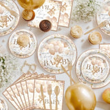 168 Pcs Bear Baby Shower Decorations Brown Bear Plates Napkins Tableware Set We Can Bearly Wait Baby Shower Supplies, Serves 24