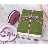50 Yards 3/8 Inch Red/White/Blue Stripe Grosgrain Ribbon Double Face P