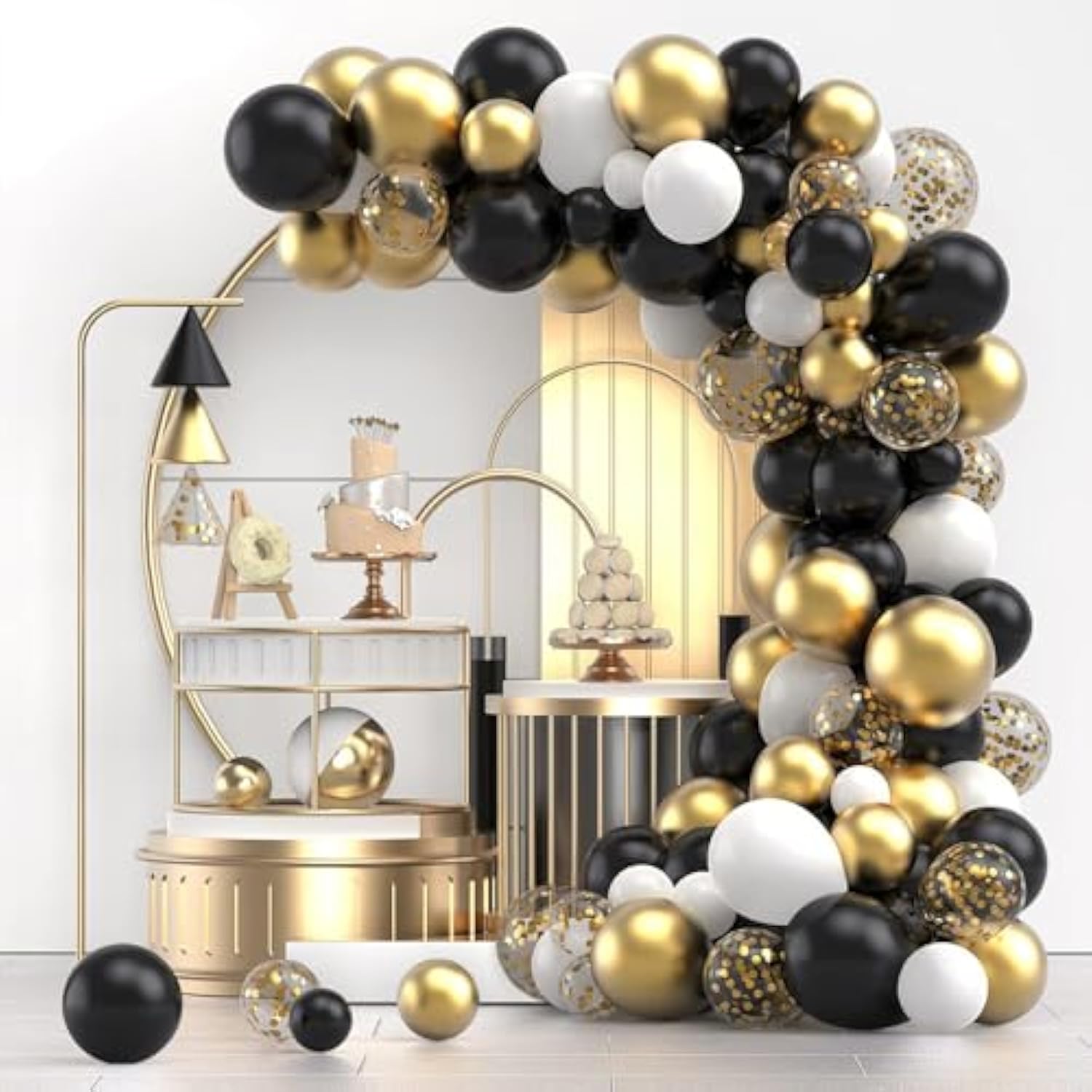 60pcs Gold Black Confetti Balloons 12inch Party Decorations