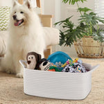 Woven Basket, Gift Basket Empty With Gift Bags And Ribbons, Rope Baskets For Baby Showers, Storage Baskets With Handles For Nursery, Pet Toy Organizer - White