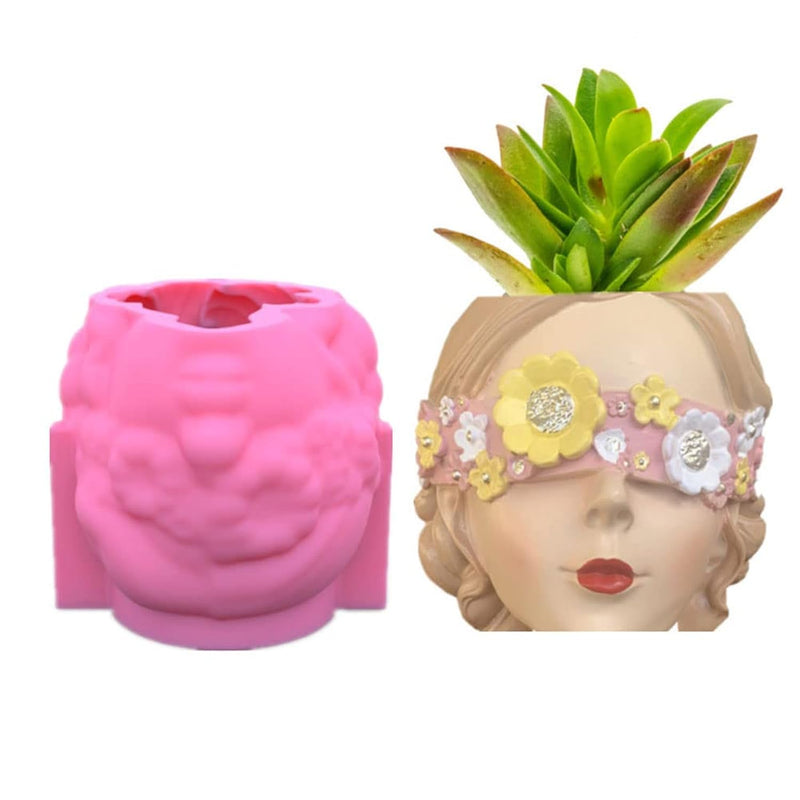 Levostore Flower Wearing Girl Vase Silicone Moulds, Resin Flower Pot Molds Cer