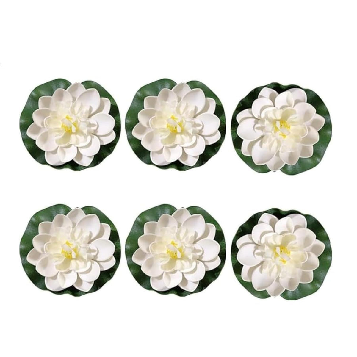 6 Pcs White Artificial Lotus Flowers Large Floating Lotus Flowers Faux Water Lily Fish Pond Artificial Plants With Artificial Lily Pads, Artificial Plants Home Decor